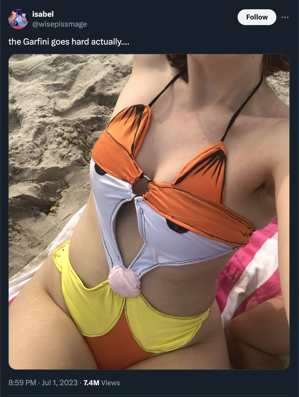 beach memes - isabel the Garfini goes hard actually..... 7.4M Views 2374